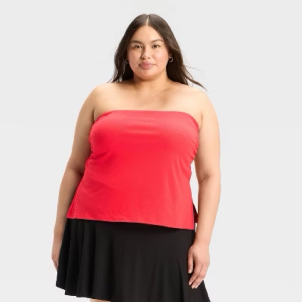 364P NWT Wild Fable Strapless Lace Trim Cinched Tube Top - Size: 4X